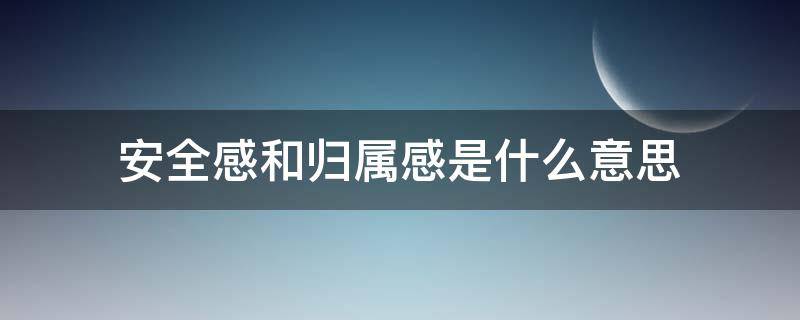 安全感和归属感是什么意思