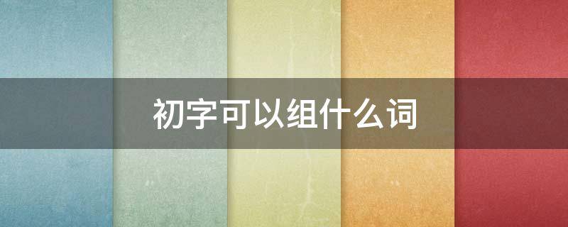 初字可以组什么词