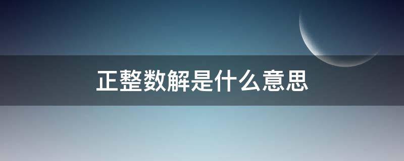 正整数解是什么意思