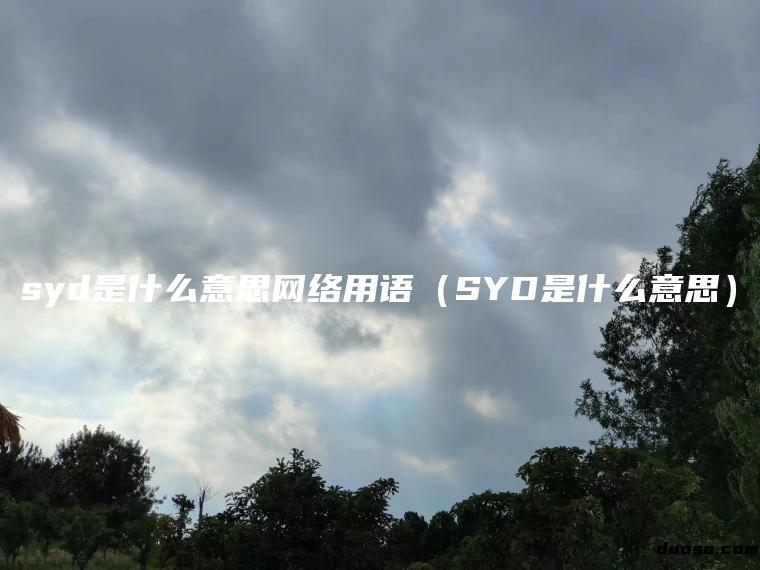 syd是什么意思网络用语（SYD是什么意思）